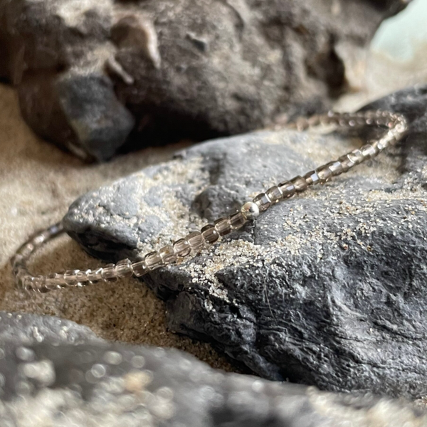 RAUCHQUARZ Edelstein Armband | 925 Sterling Silber Rondell | 2 mm  | SCHMACHTBLICK