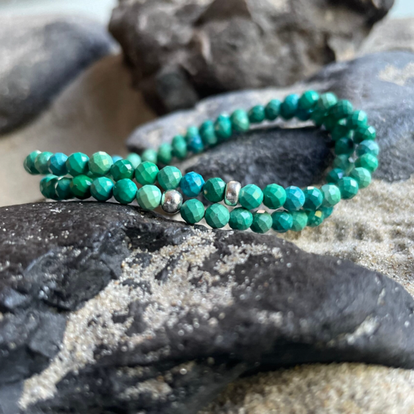 TÜRKIS Edelstein Armband | handgefertigter echter Schmuck | 925 Sterling Silber Rondell | 4 mm | TÜRKISWELLE