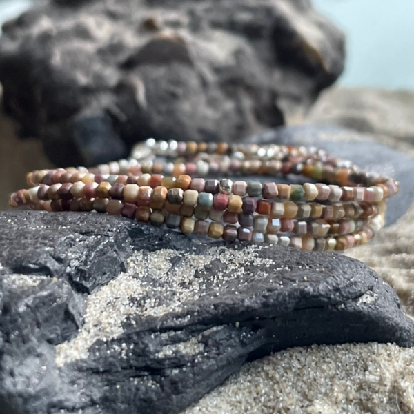 ACHAT Edelstein Halskette | kurzer Choker | handgefertigter Schmuck | 925 Sterling Silber | ca. 2 mm quadratisch | NATURPALETTE
