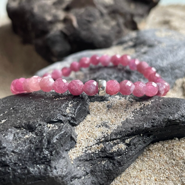 TURMALIN Edelstein Armband | handgefertigter Schmuck | 925 Sterling Silber Perle | ca. 5 mm | rund | ROSENFALTER
