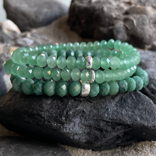 AVENTURIN Edelstein Armband | 925 Sterling Silber | 6 mm Rondelle | BAUMKRONE