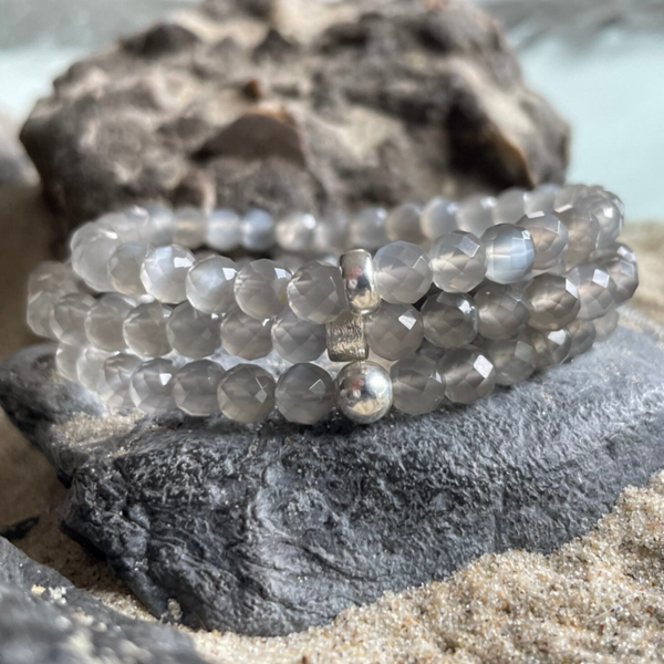 MONDSTEIN Edelstein Armband | handgefertiger Schmuck | 925 Sterling Silber Rondell | MONDSCHIMMER