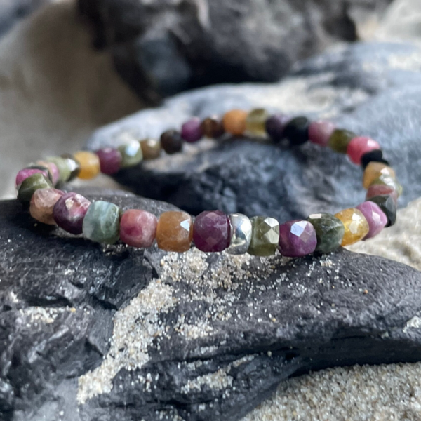 TURMALIN Edelstein Armband | 925 Sterling Silber | pastellige Edelsteine | minimalistisch | ca. 4 - 4,5 mm | WALDLICHT