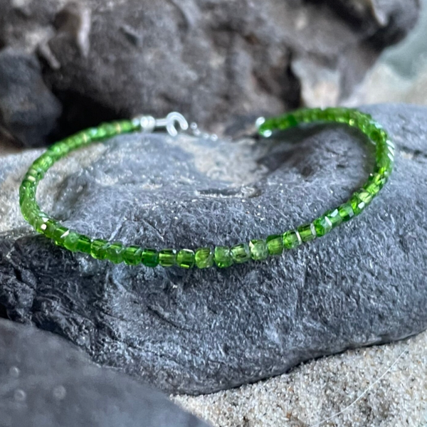 DIOPSID Edelstein Armband | 925 Sterling Silber | 2 mm | WALDMAGIE
