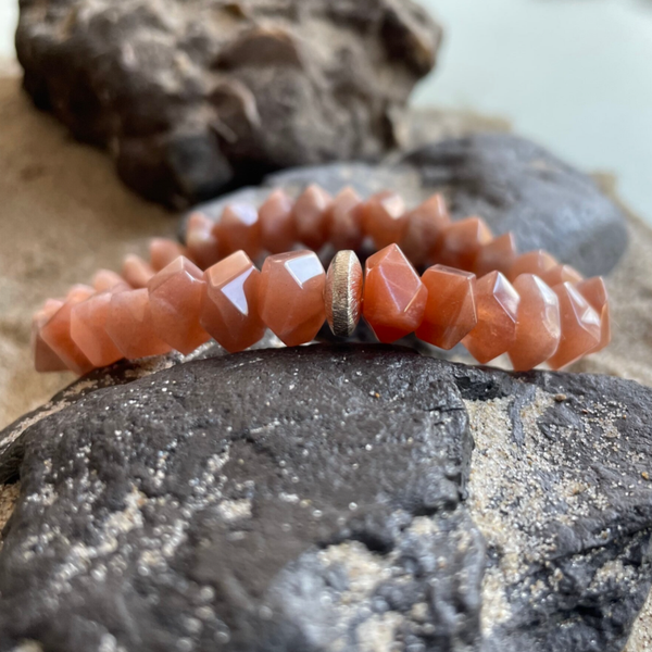 SONNENSTEIN Edelstein Armband | minimalistischer Schmuck | 925 Sterling Silber | Rondelle ca. 10 - 14 mm | SONNENGLANZ