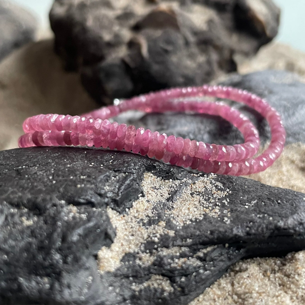 TURMALIN Edelstein Halskette | kurzer Choker | handgefertigter Schmuck | 925 Sterling Silber | 3 mm Rondelle | HIMBEERFUNKELN