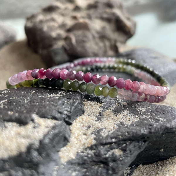 TURMALIN Edelstein Halskette | kurzer Choker | 925 Sterling Silber | eleganter Farbverlauf | 4 mm | SEELENGARTEN