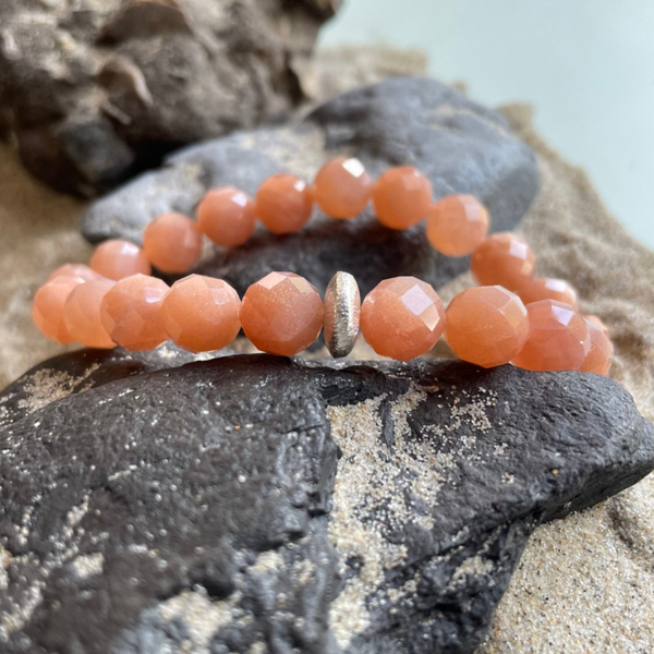 SONNENSTEIN Edelstein Armband | minimalistischer Schmuck | 925 Sterling Silber | rund ca. 9,5 mm | SONNENFLITTER