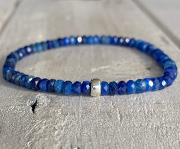KYANIT Edelstein Armband | Sterling Silber Rondell | MEERESFLÜSTERN