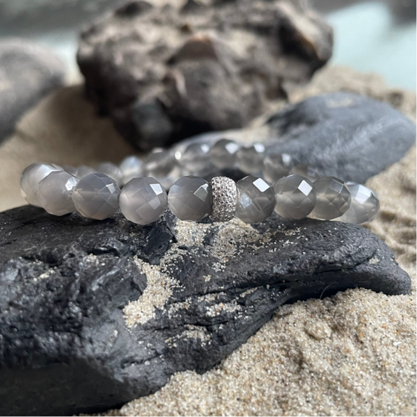 MONDSTEIN Edelstein Armband | handgefertiger Schmuck | 925 Sterling Silber Micro-Pavè-Zirkonia Rondell | 8 mm | MONDLEUCHTEN SPARKLE