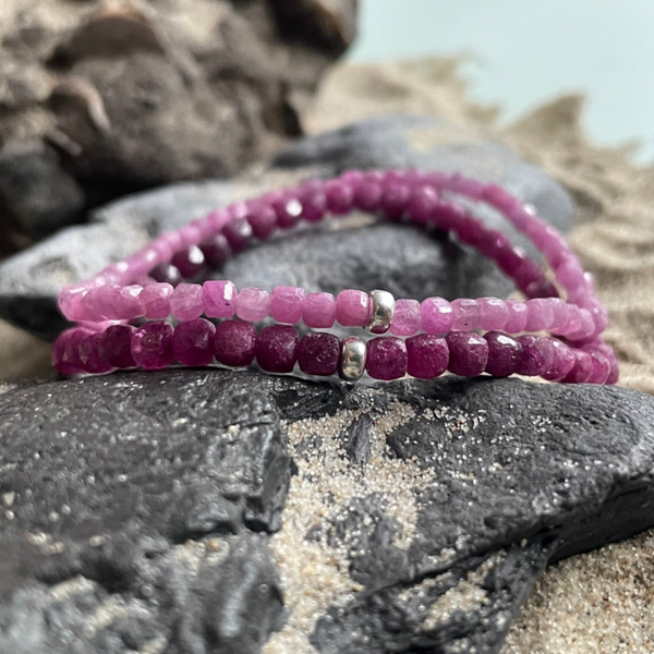 RUBIN Edelstein Armband | minimalistischer Schmuck | 925 Sterling Silber Rondell | 3,5 mm | BEERENHAUCH