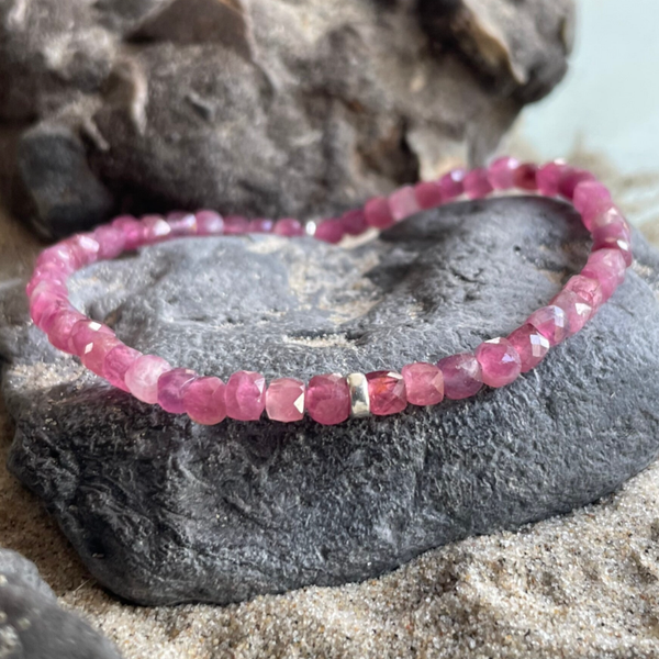 TURMALIN Edelstein Armband | 925 Sterling Silber | 3,5 mm | BLÜTENFRISCH ZART