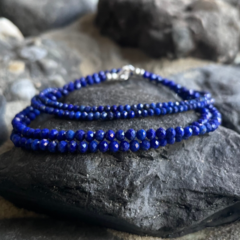 LAPISLAZULI Choker Edelstein Halskette | 925 Sterling Silber | 2 mm | BERGBLICK