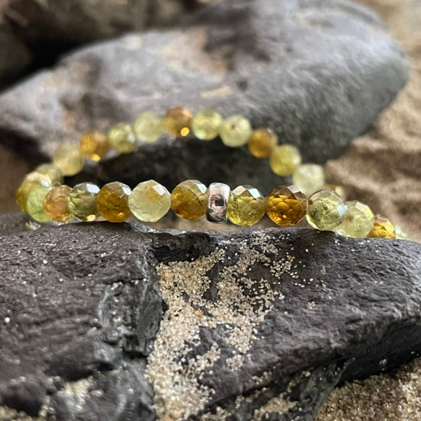 GRÜNER GRANAT Edelstein Armband | 925 Sterling Silber | ca. 5,5 mm | BLÄTTERDACH