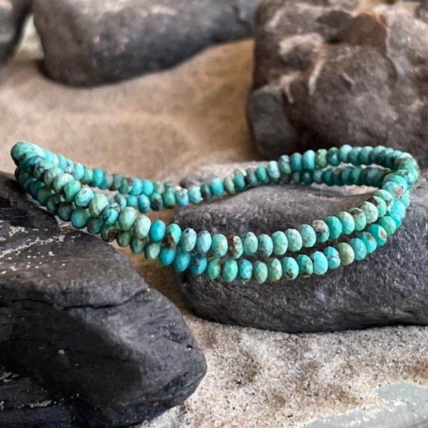 TÜRKIS Edelstein Halskette | kurzer Choker | 925 Sterling Silber | 4 mm | SCHÄFCHENWOLKEN