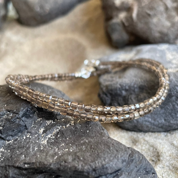 RAUCHQUARZ Edelstein Halskette | kurzer Choker | 925 Sterling Silber | 2 mm | SCHMACHTBLICK