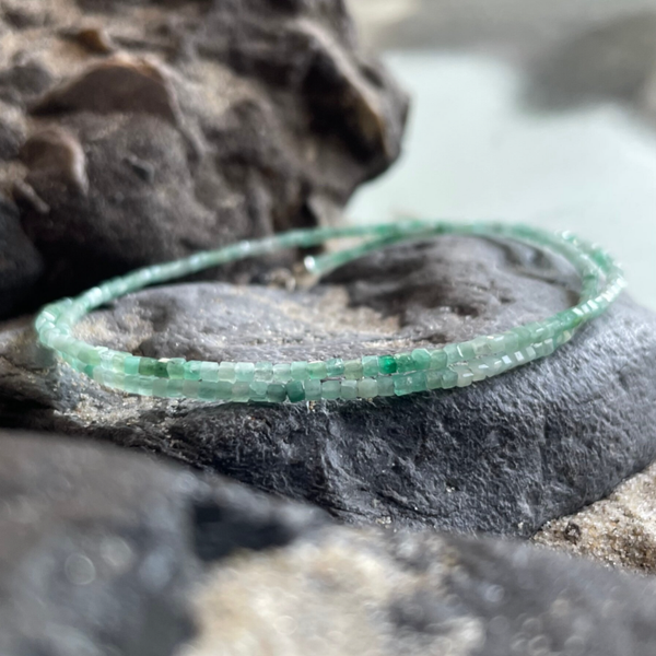 SMARAGD Edelstein Halskette | kurzer Choker | 925 Sterling Silber | 2 mm | SEEWIND