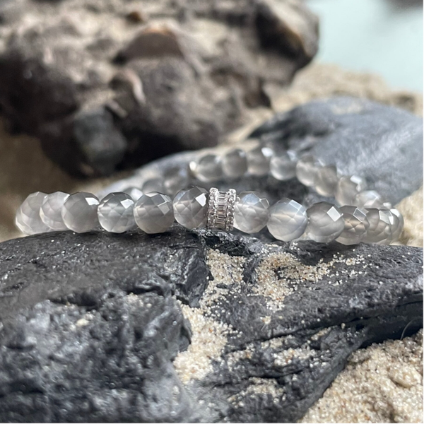 MONDSTEIN Edelstein Armband | handgefertiger Schmuck | 925 Sterling Silber Micro-Pavè-Zirkonia Rondell - schmal | 6 mm | MONDSCHIMMER
