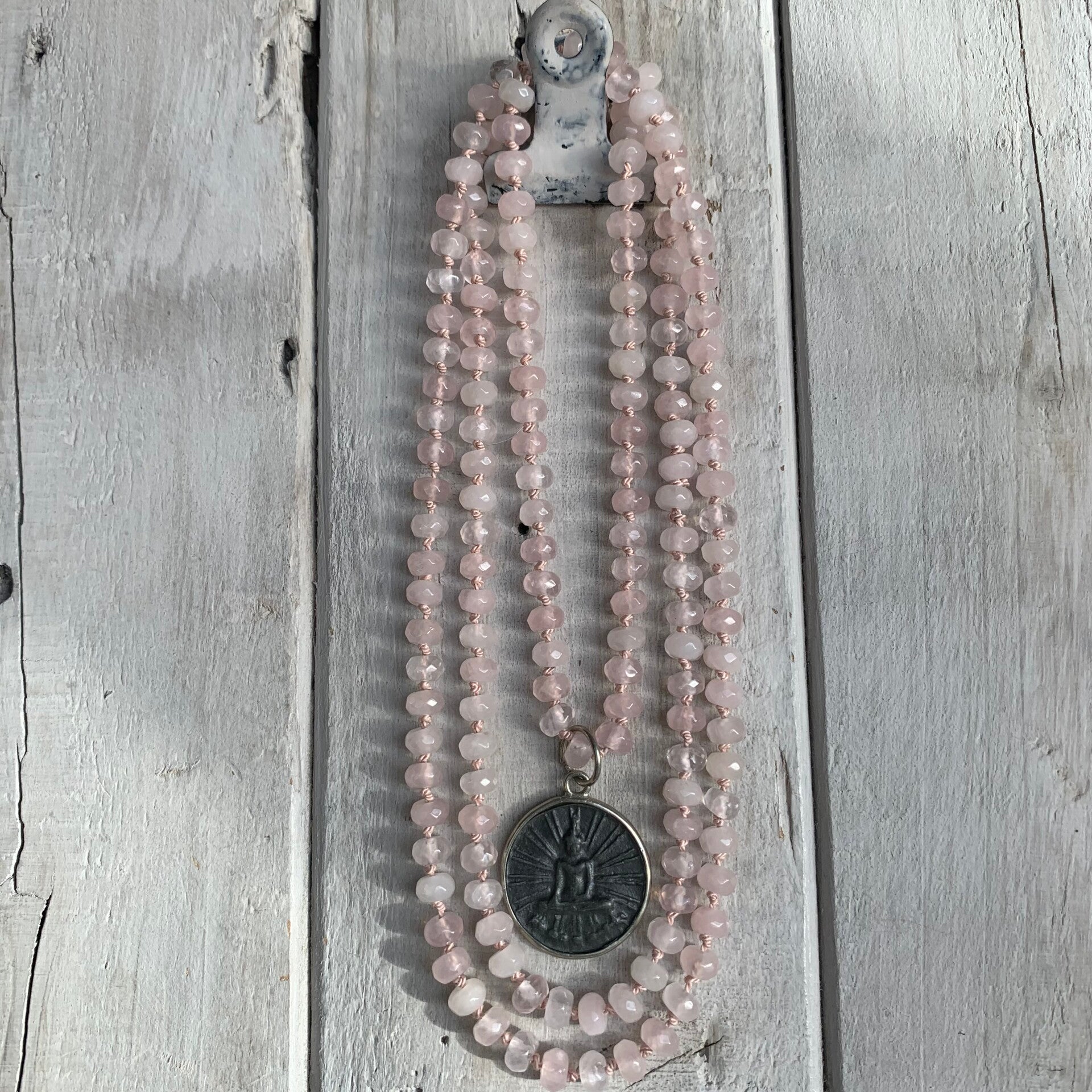 ROSENQUARZ Edelstein Mala Kette | KIRSCHBLÜTENZAUBER