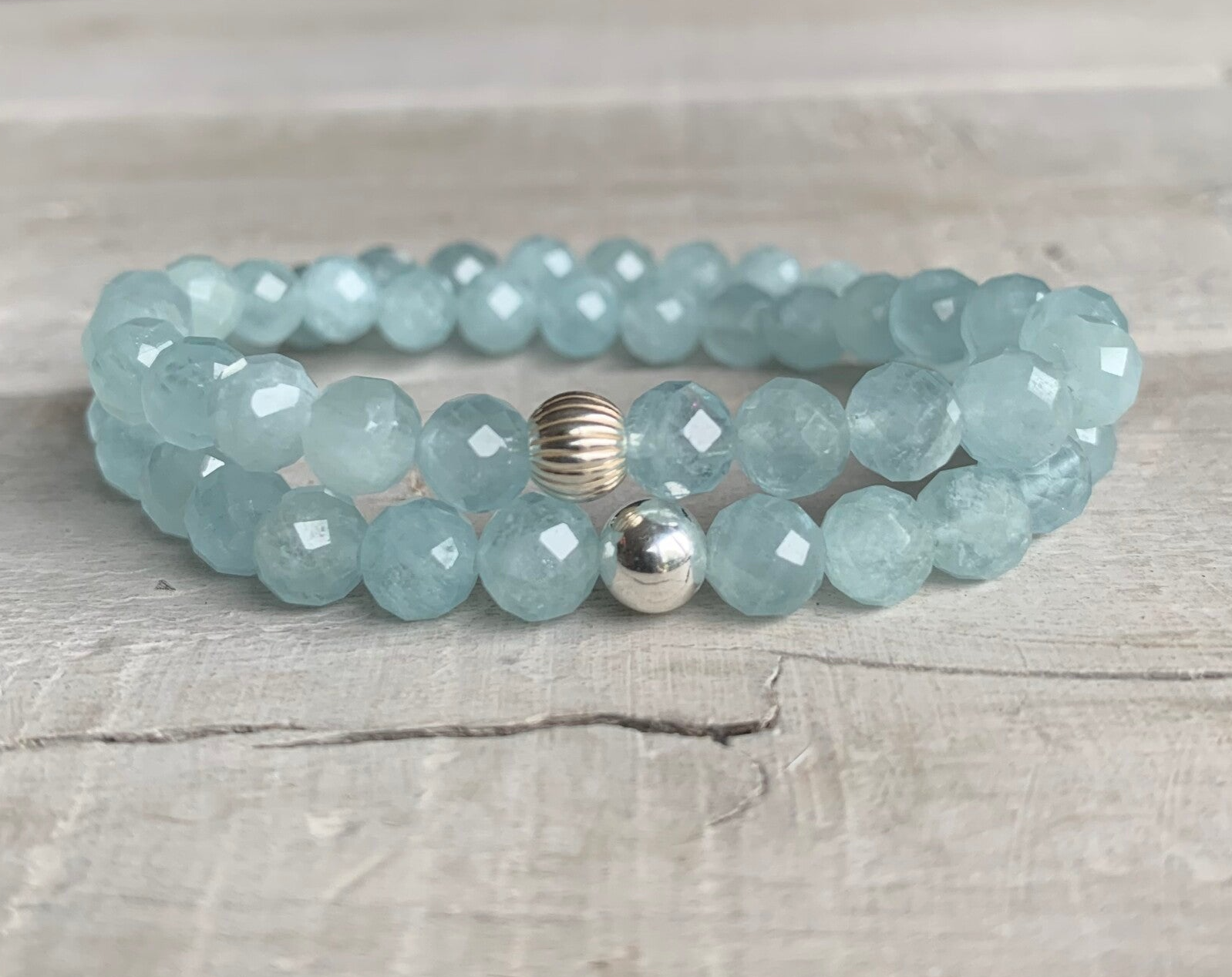 WOLKENFREI WELT ARMBAND | echter Aquamarin | Sterling Silber
