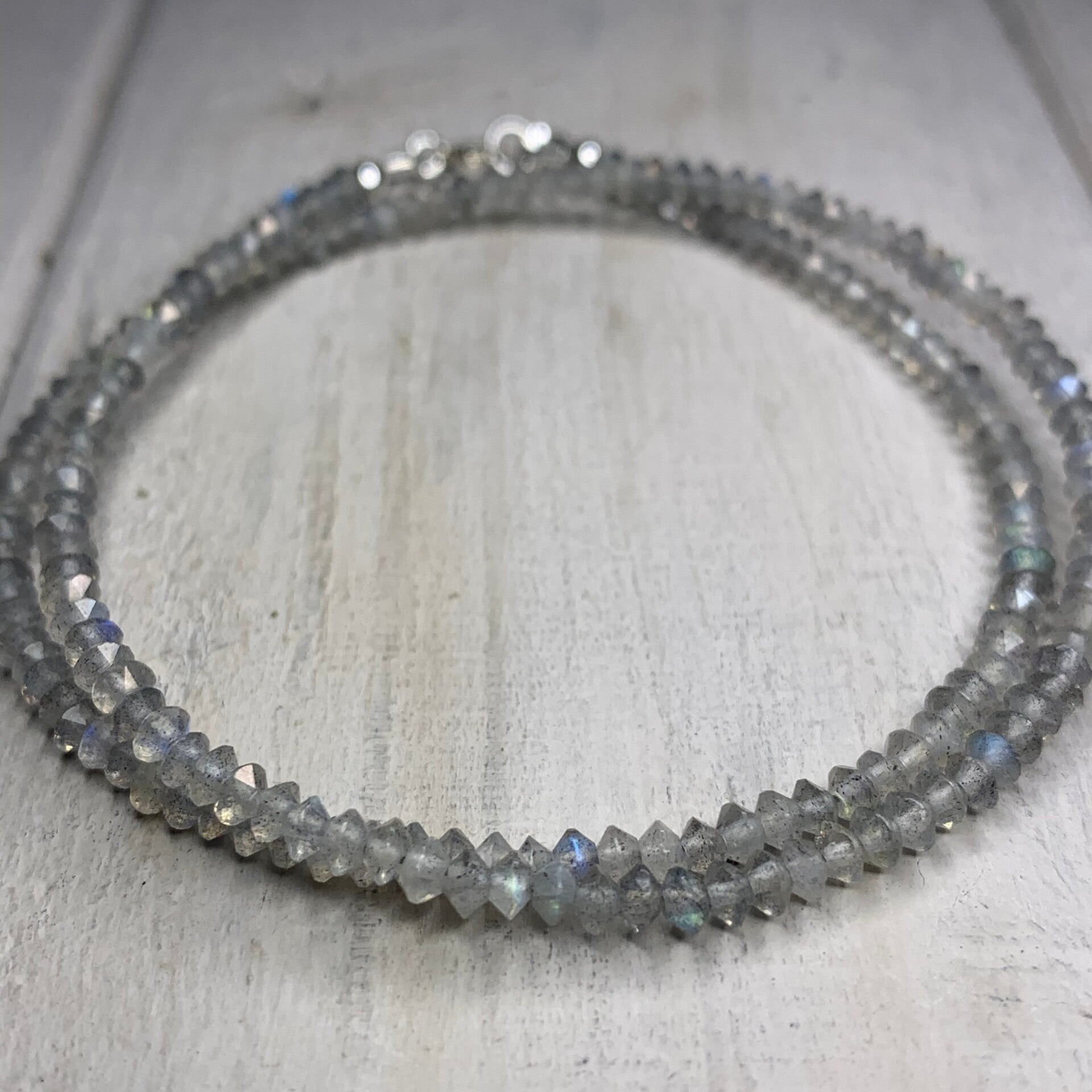 LABRADORIT Choker Edelstein Halskette | 925 Sterling Silber | 1,5 - 3 mm | GLITZERWERK