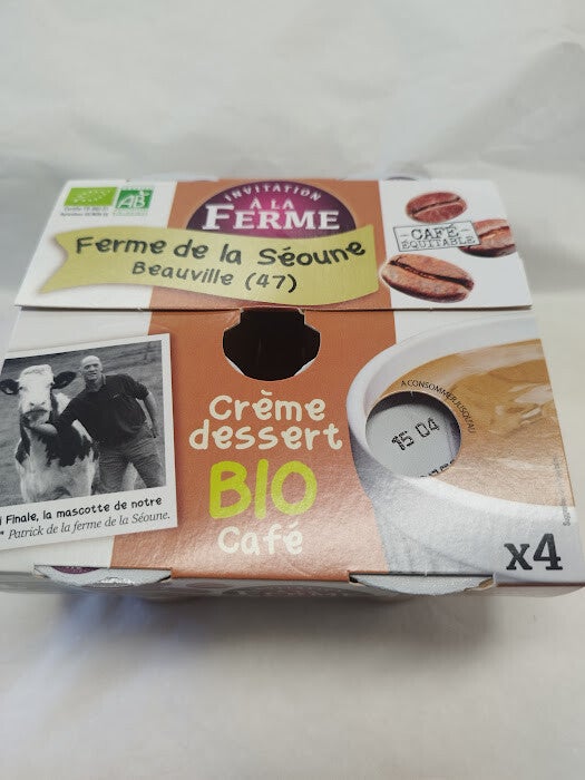 Crème dessert au café de Colombie   BIO 4x125 gr   Ferme de la Séoune (47)