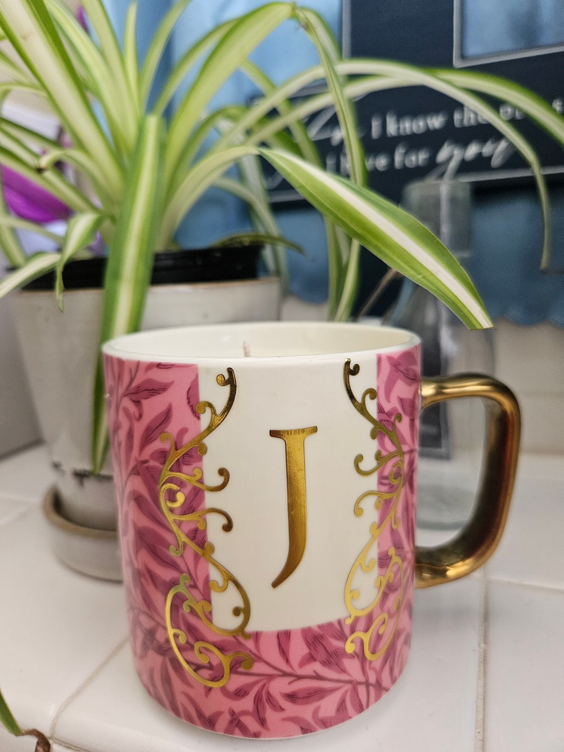 J is for Joy – Sandalwood Candle in Monogram Mug