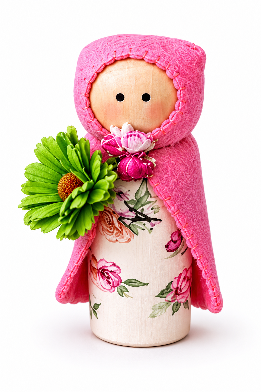 Pegdoll roze cape, groene bloem