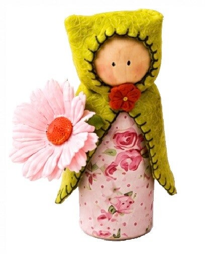 Pegdoll groene cape, roze bloem