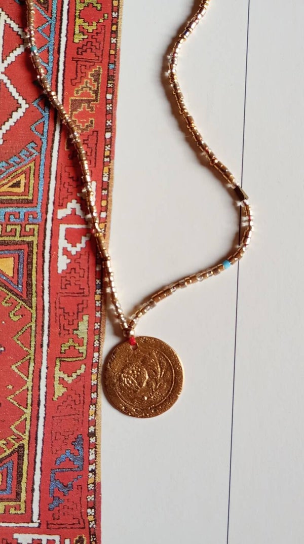 Médaille DANDY BUTTON et perles miyuki