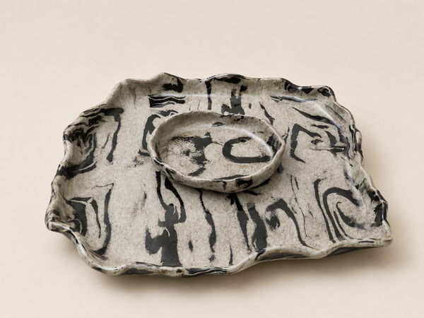 Marbled Platter and Dip Bowl