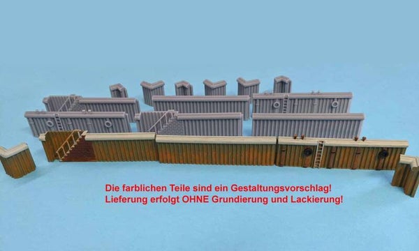 Kaimauer / Hafenmauer Bausatz - Spundwand Spur H0