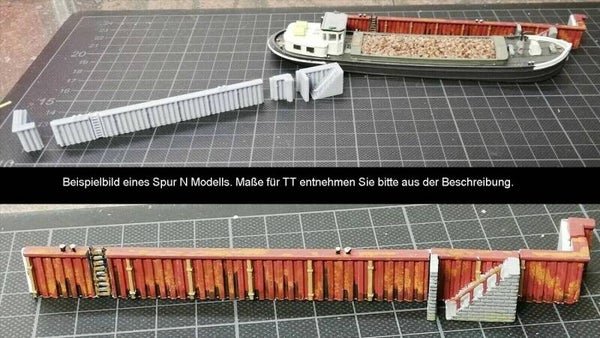Kaimauer / Hafenmauer Set - Spundwand für Spur TT 1:120