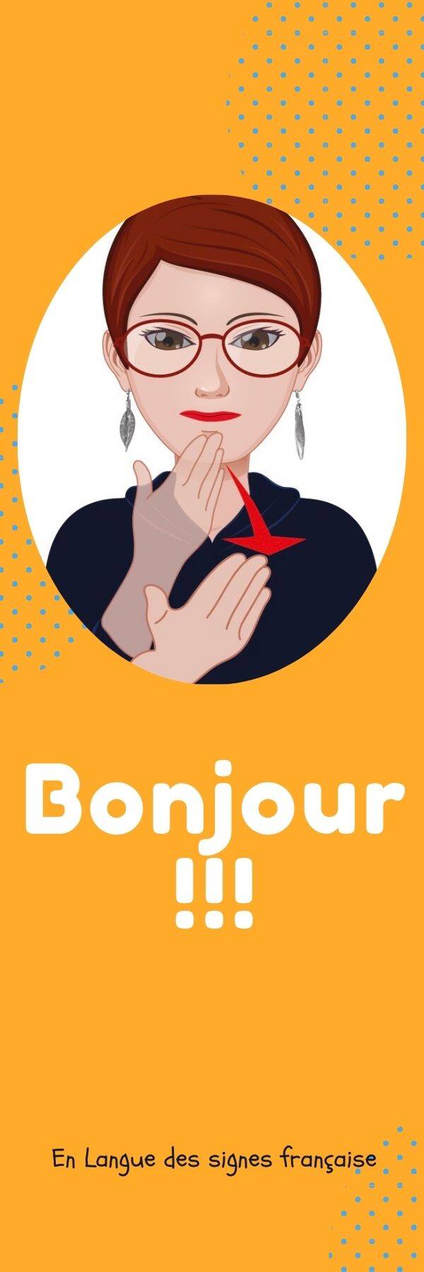 Marque-pages en Langue des signes française "Bonjour"