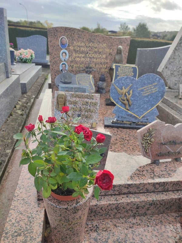Nettoyage de la sépulture et de la plaque, avec un fleurissement ponctuel