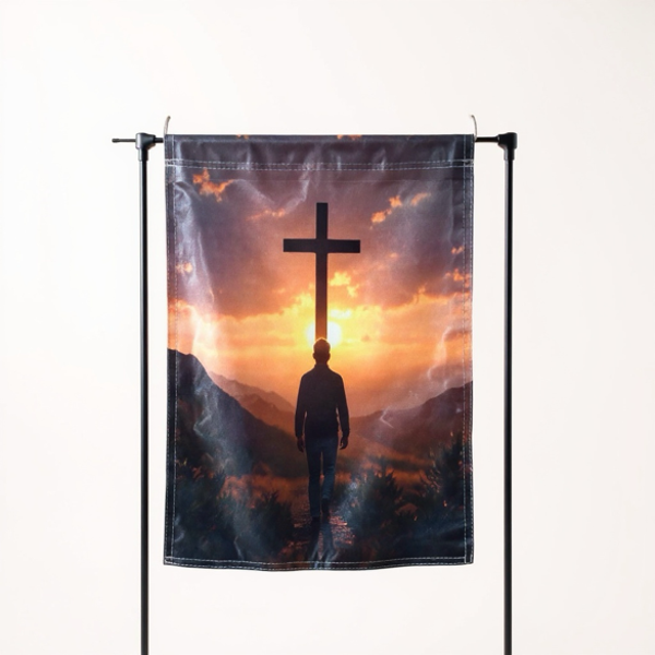 Christian Cross Garden Flag | Religious Outdoor Decor | Walk by Faith Inspirational Flag