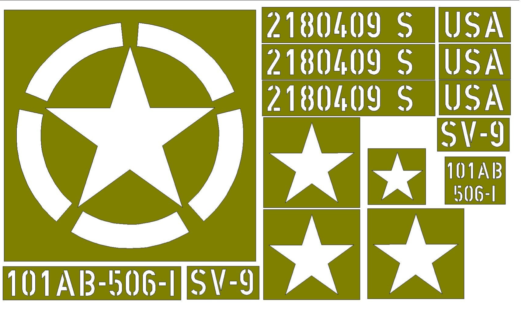 Stencil-set met 3 registratienummers
