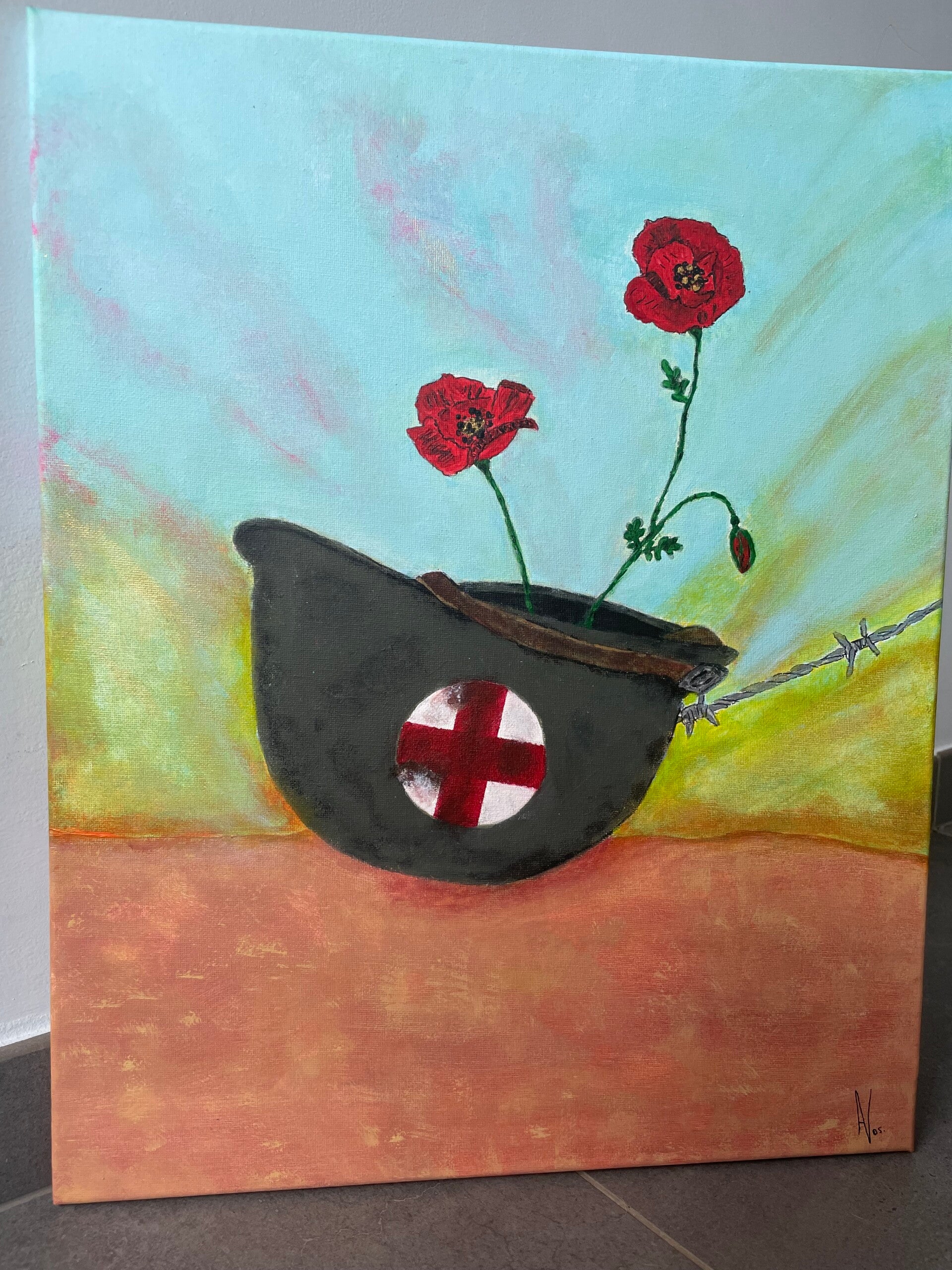 Schilderij medic helm