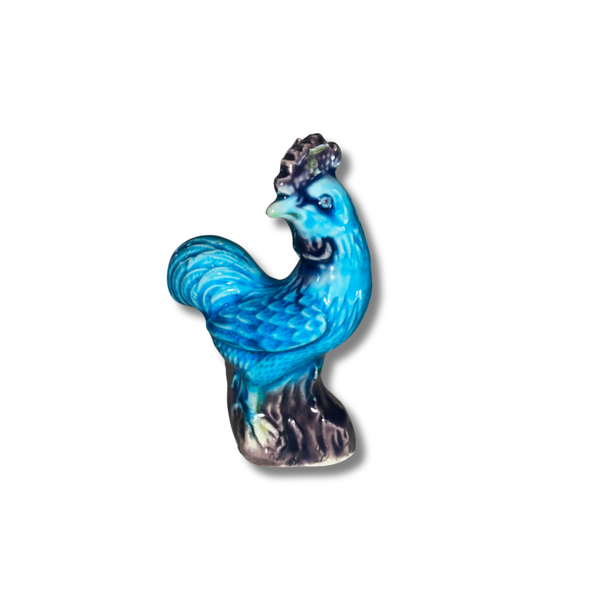 Vintage Chinese Turquoise Rooster Porcelain Figurine
