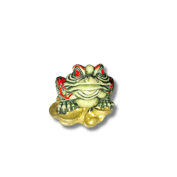 Feng Shui Money Frog – Vintage 3-Legged Jin Chan Wealth Toad Charm – Gold, Red & Green Prosperity Symbol