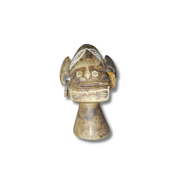 Vintage Tribal Carved Sculpture – Ethnic Head & Face Figurine – Heavy Handcrafted Global Art