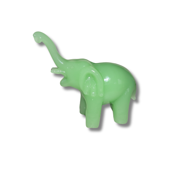 Green Glass Jade Elephant Figurine