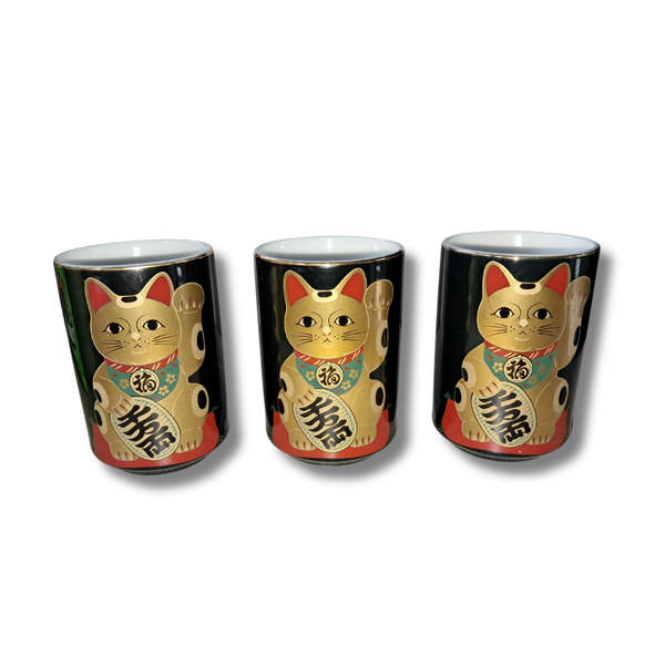Lucky Cat Sake Cups – Set of 3 Maneki Neko Decor