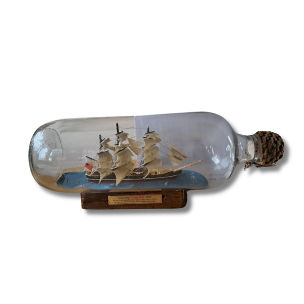 Vintage “Cutty Sark” Clippership in Glass Bottle – 1869 British Maritime Model by Authentic Models – Nautical Collectible
