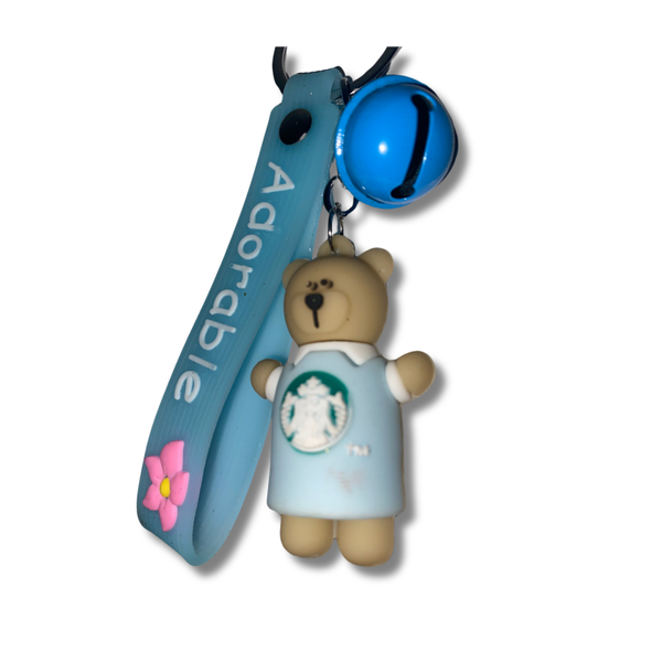 Starbucks Logo Apron & Coffee Pendant – Chloe Light Baby Blue Mini Teddy Bear Keychain