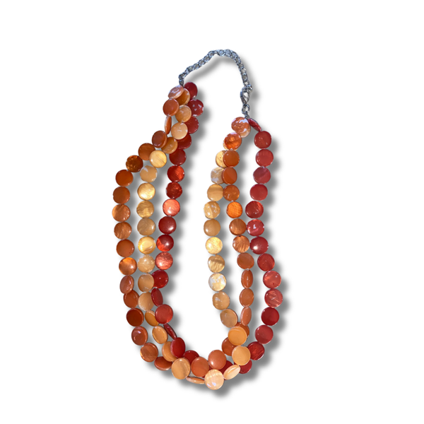 Red & Orange Mother of Pearl Beaded Necklace