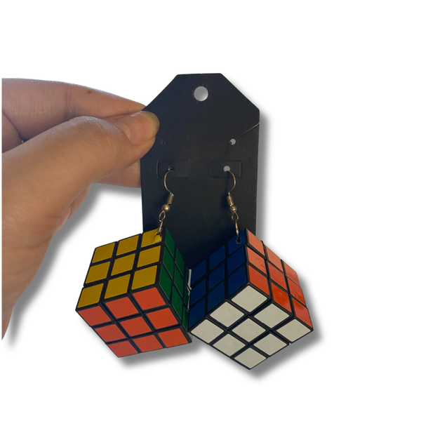 Handmade Rubik’s Cube Puzzle Earrings – Fun & Unique Retro Accessory