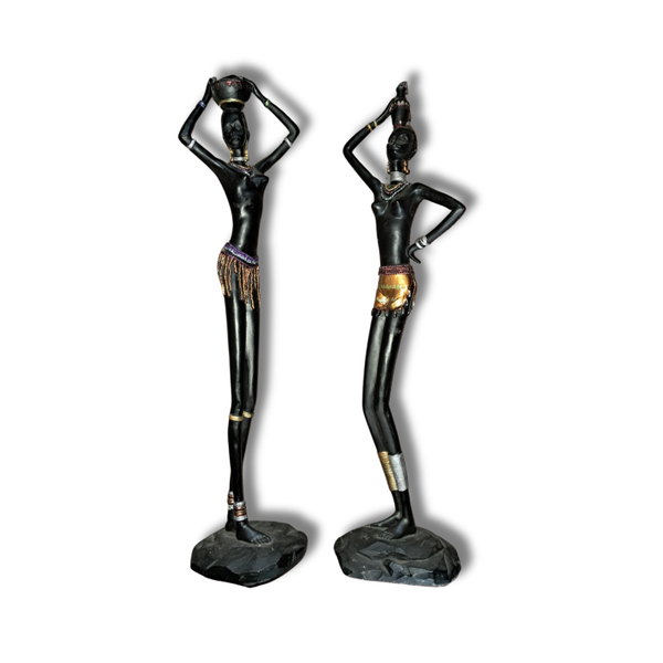 Black Slate African Women Figurines