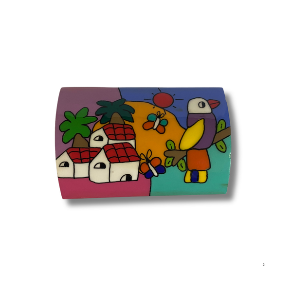 Vintage Hand-Painted Wooden Box – El Salvador Folk Art Treasure