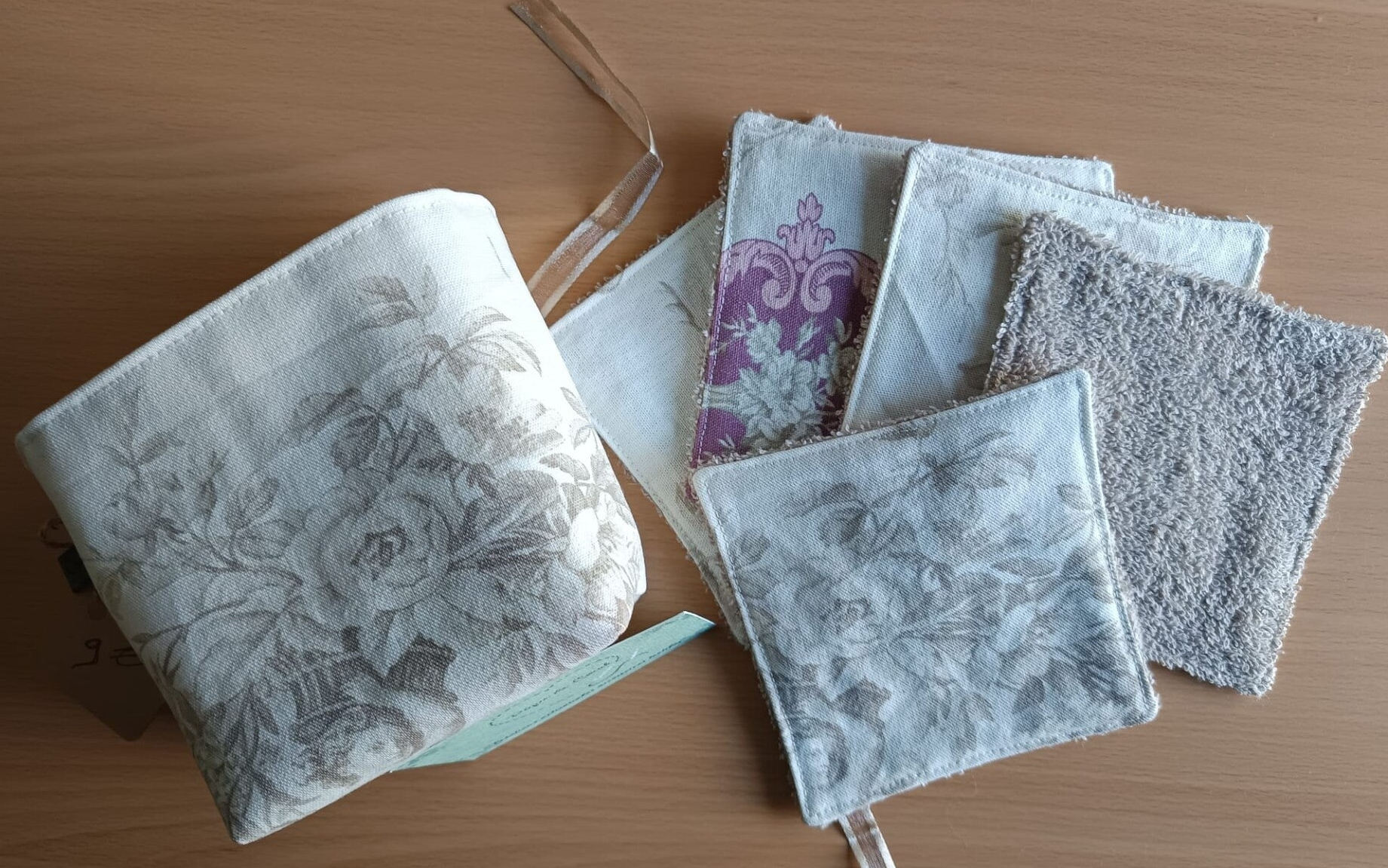 Panière et lingettes lavables Elégance.